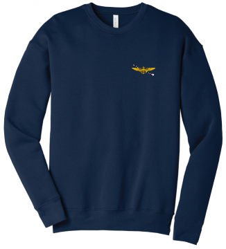 Crew Neck with Pilot Wings & Hook Embroidered Navy Blue Super Soft Sweatshirt